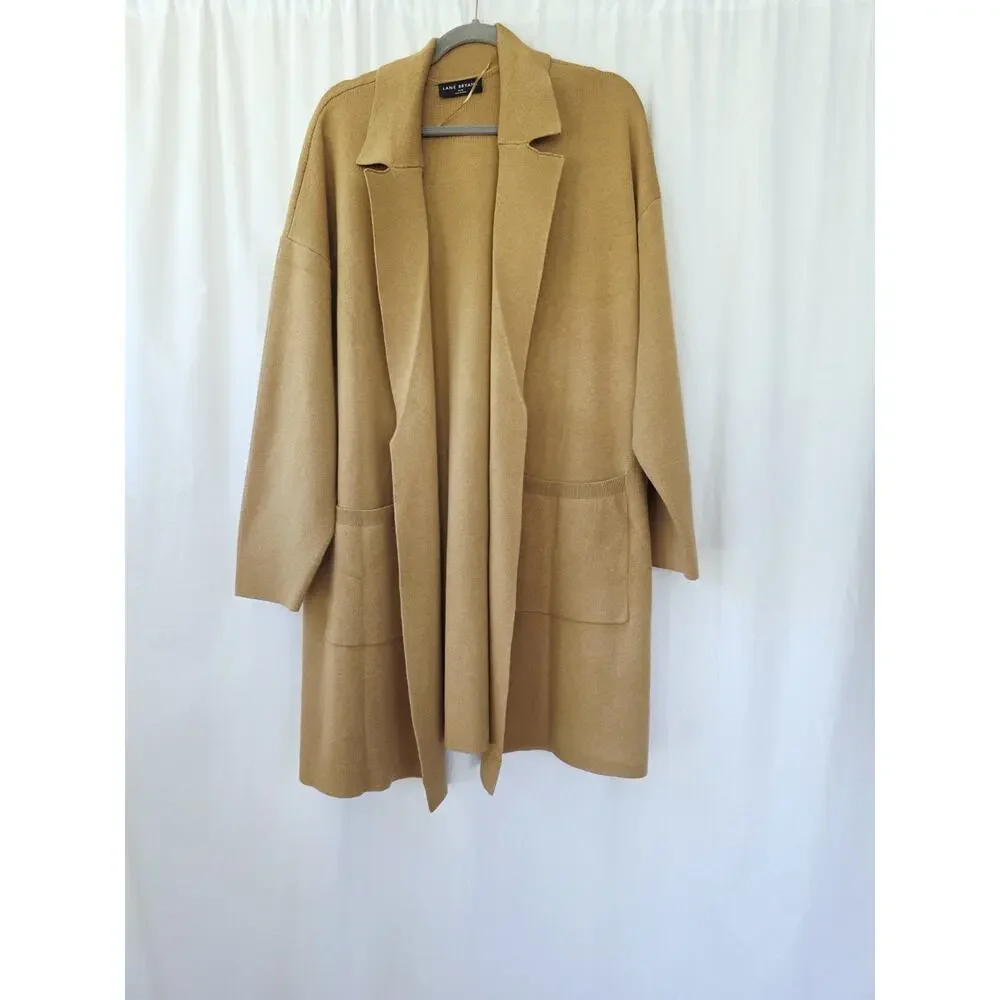 Lane Bryant Open-Front Coatigan Tan Brown‎ Knit Duster Womens Plus Size 18/20
